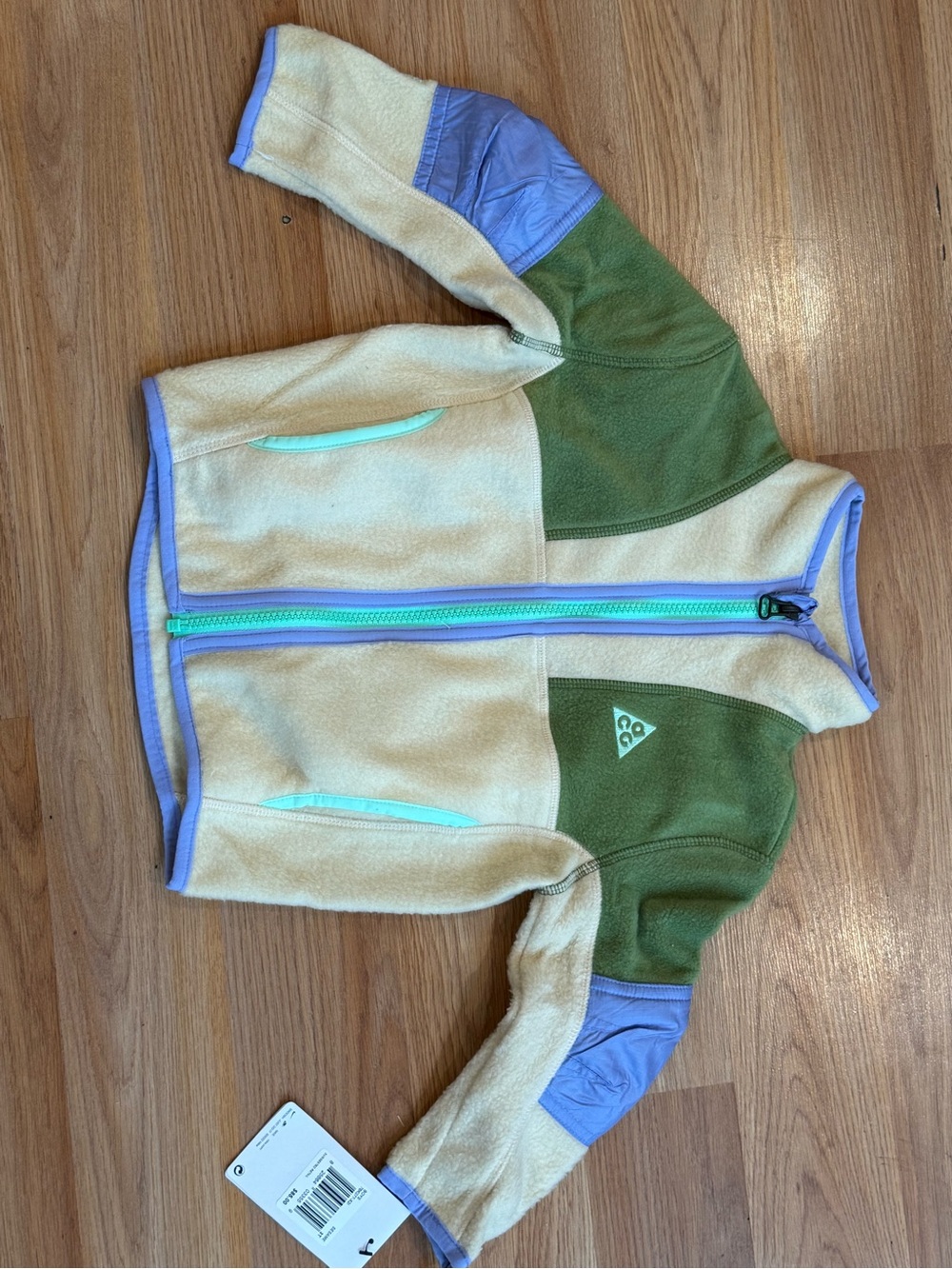Nike Kids Cream, Green & Lavender Fleece Zip Jacket